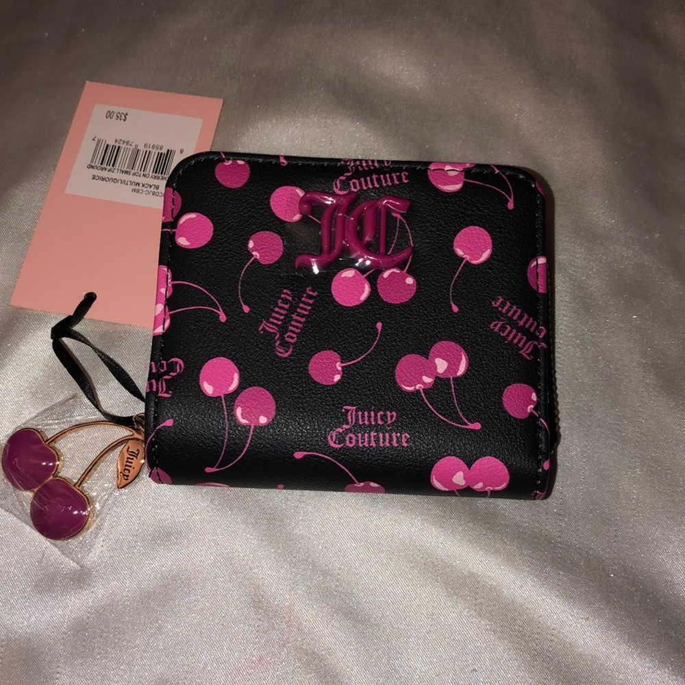 Juicy Couture Black Multi Liquorice Cherry On Top Small ZA Bifold Wallet NWT - Picture 4 of 16